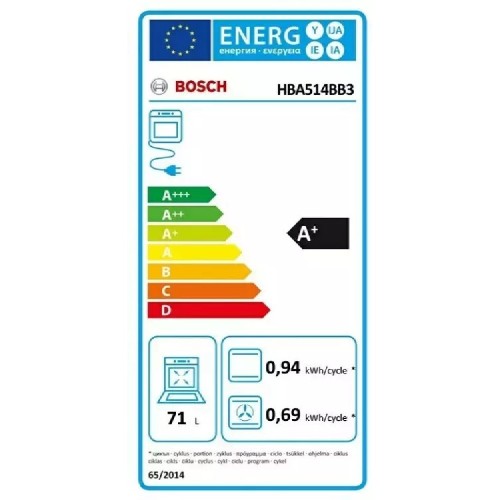 ΦΟΥΡΝ.ΕΝΤΟΙΧ.ΑΠ BOSCH HBA514BB3 BLACK A+ 71LT (ΟΘΟΝΗ / POP / ΥΔΡΟΛΥΣΗ )